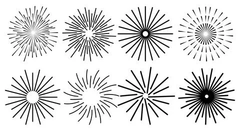 Firework retro sun rays salute spark fire party Stock Illustration