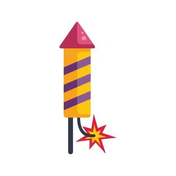 Firework rocket with burning fuse getting ready to launch Stock Illustration