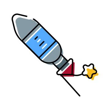 Firework rocket celebrating event with sparkling fuse icon Ilustración de archivo
