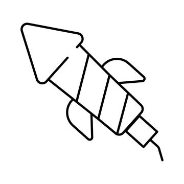 Firework rocket celebrating festive event outline icon Stock Illustration