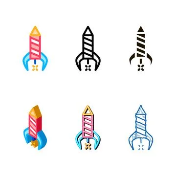Firework rocket diversity icon vector outline 库存插图