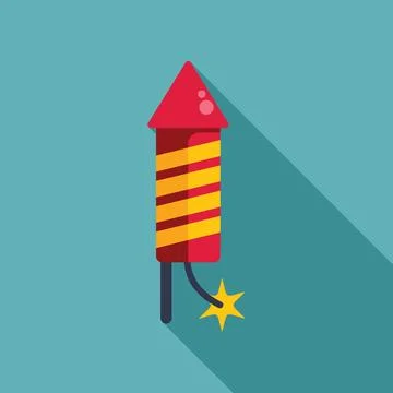 Firework rocket exploding with lit fuse celebrating holiday Stock Illustration