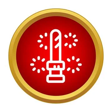 Firework rocket exploding in red circle frame icon Stock Illustration