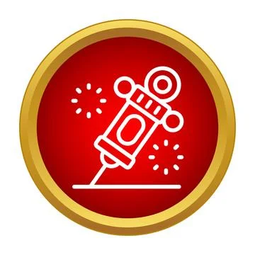 Firework rocket exploding in red circle icon Stock Illustration