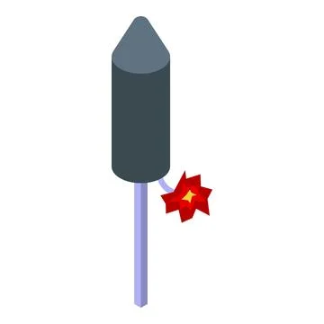 Firework rocket exploding with red sparkles and smoke trail Stock Illustration