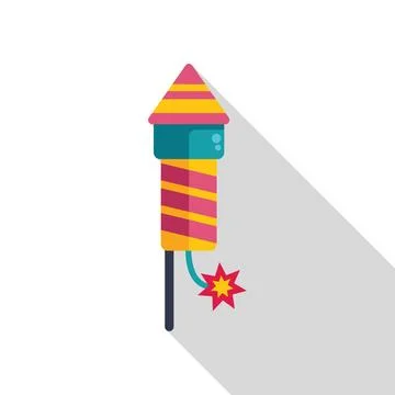 Firework rocket exploding with sparks flying, colorful celebration icon Stock Illustration