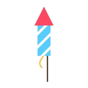 Firework rocket flat icon isolated on white. Stock Illustration