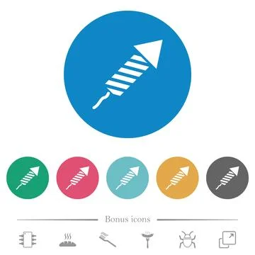 Firework rocket flat round icons Stock Illustration