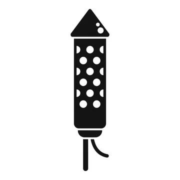 Firework rocket with fuse standing upright icon silhouette Stock Illustration
