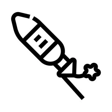 Firework rocket igniting celebrating festive event line icon Stock Illustration