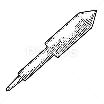 Firework rocket isolated on white background. Vector vintage engraving Stock Illustration