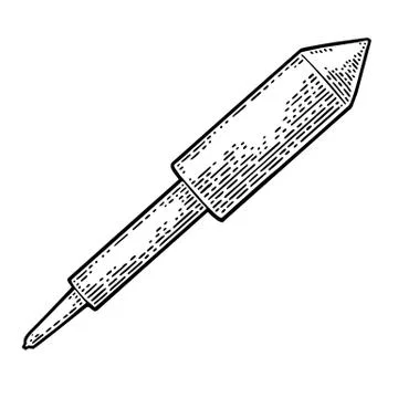 Firework rocket isolated on white background. Vector vintage engraving 库存插图