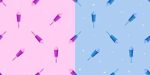 Firework rocket petard star seamless pattern flat Stockillustratie