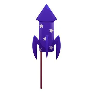 Firework rocket petard with wick stick cartoon vector icon, firecracker Stock Illustration