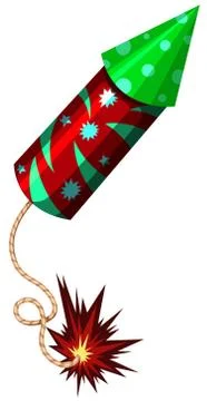 Firework rocket in red and green color Illustration