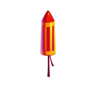 Firework rocket with a red and yellow stripes Stock Illustration