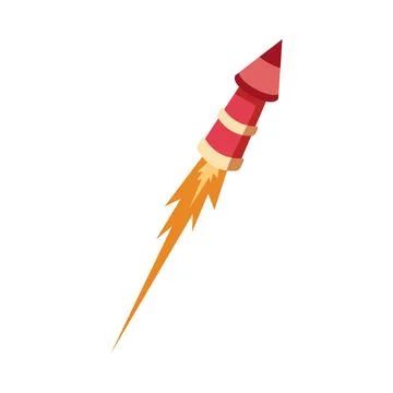 Firework rocket red petard explosion, fire flame, vector cartoon firecracker Stock Illustration