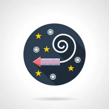 Firework rocket round flat vector icon Illustrazione stock