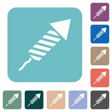 Firework rocket rounded square flat icons Stock Illustration