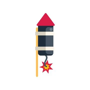 Firework rocket standing with burning wick ready to launch Stock Illustration