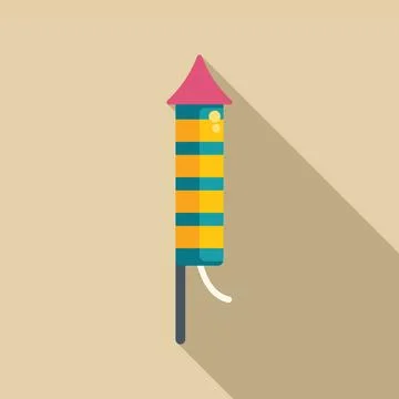 Firework rocket standing on ground waiting for fuse to be lit Stock Illustration