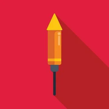 Firework rocket standing on red background with shadow Illustrazione stock