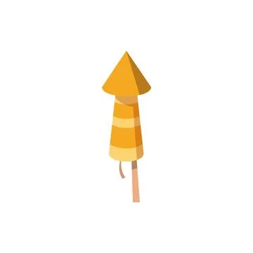 Firework rocket yellow petard vector icon, cartoon firecracker, festival Stock Illustration