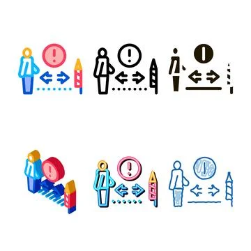 Firework safety distance icon vector outline range 库存插图