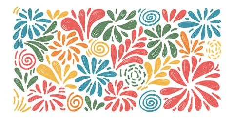 Firework scribble set. Festive crayon firecracker isolated on white background. Stock Illustration