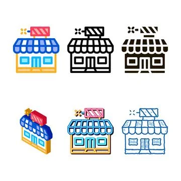 Firework series shop icon vector outline 库存插图