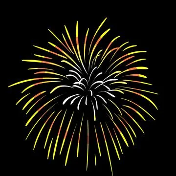 Firework set of blue, red and yellow design on black background. Firework b.. Stock Illustration