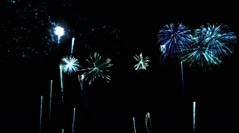 Firework Show Animation - Loop Blue Stock Footage 55257939