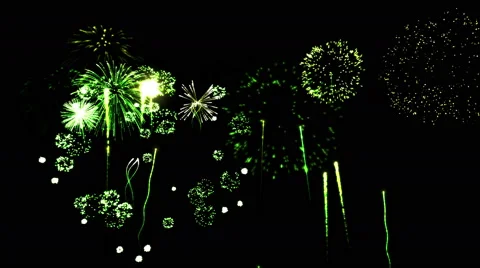 Firework Show Animation - Loop Green Stockbeeldmateriaal 55292761