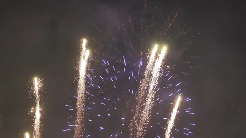 Firework show in light and sound festival. Stock Footage 149545792
