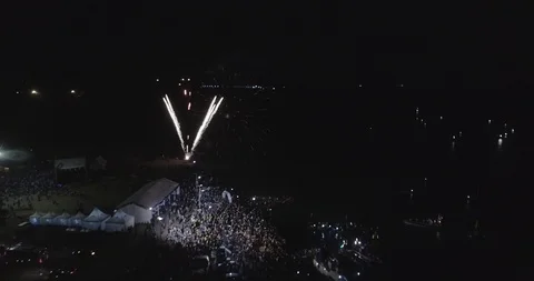 Firework show at night Stock Footage 89849587