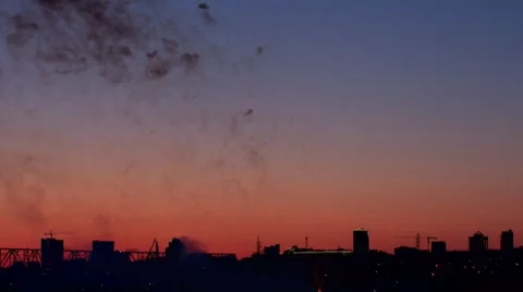 Firework show over the river in evening city, timelapse Stock Footage 7760412