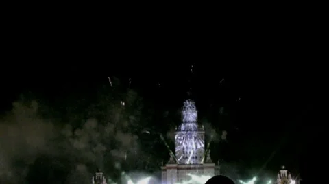 Firework In The Sky Over Moscow State University 1 Video stock 8676049