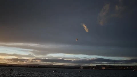 Firework spark at sunset harbor Stock Footage 328968862