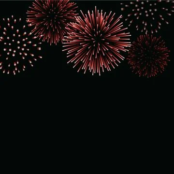 Firework sparkle background card. Beautiful bright fireworks isolated on blac Stock Illustration
