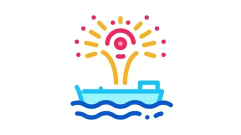 Firework sparkle on boat Icon Animation Stock Footage 145272283