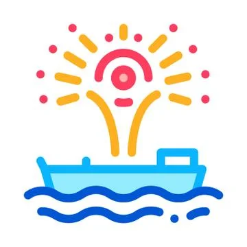 Firework sparkle on boat icon vector outline illustration 스톡 일러스트