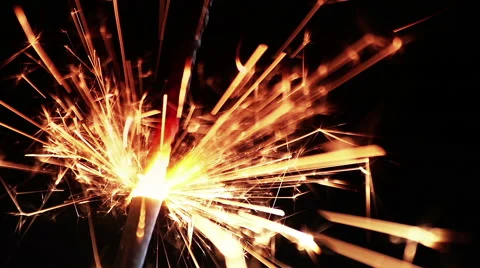Firework sparkler burning on black background, happy new year, christmas Stock Footage 57527430