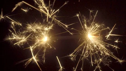 Firework sparkler burning on black background Stock Footage 85047434
