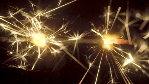 Firework sparkler burning on black background Stock Footage 86196686