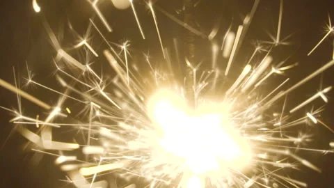 Firework sparkler burning on black background in slow motion Stock Footage 86197203