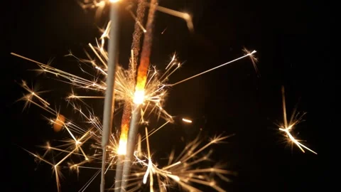 Firework sparkler burning in black background Stock Footage 144467872