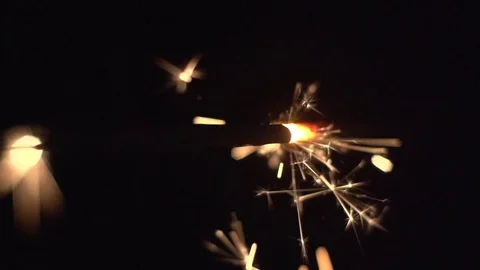 Firework Sparkler Burning for Christmas Stock Footage 74597289