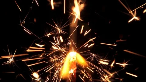 Firework sparkler burning isolated from bottom to top Stock Footage 69808254