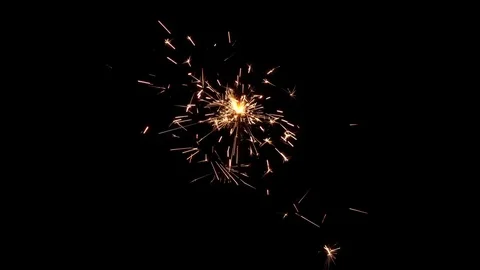 Firework sparkler burning isolated in real time. Stock Footage 69766660