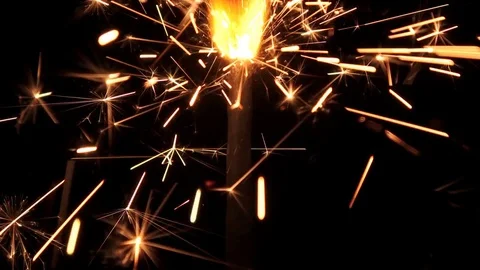 Firework sparkler burning isolated from top to bottom Stock Footage 69808074